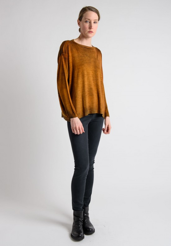 Avant Toi Cashmere Sweater with Silk Back in Saffron	