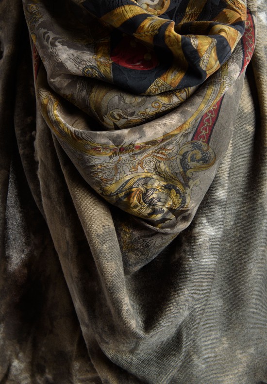 Avant Toi Cashmere/Silk Camouflage Canes Print Scarf in Stone	