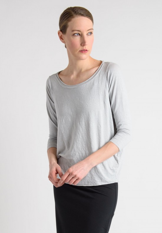 Labo.Art Linen 3/4 Sleeve Top in Light Grey	