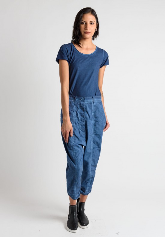 Rundholz Black Label Drop Crouch Cropped Pants in Blueberry	