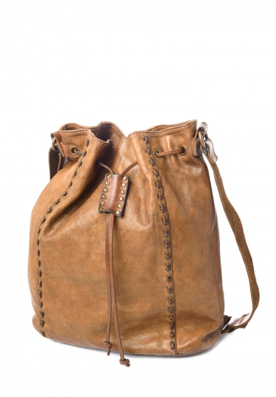 Campomaggi Draw String Bucket Bag in Saddle Brown	