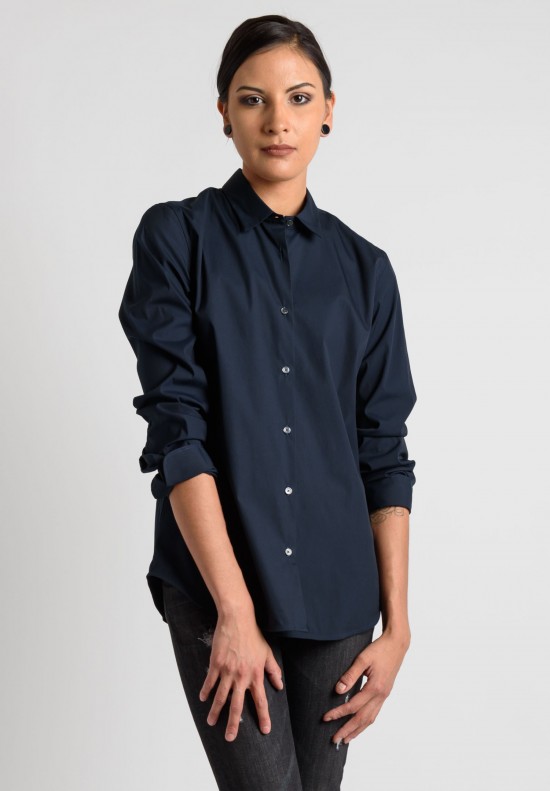Lareida Long Sleeve Button-Down Shirt in Dark Navy	
