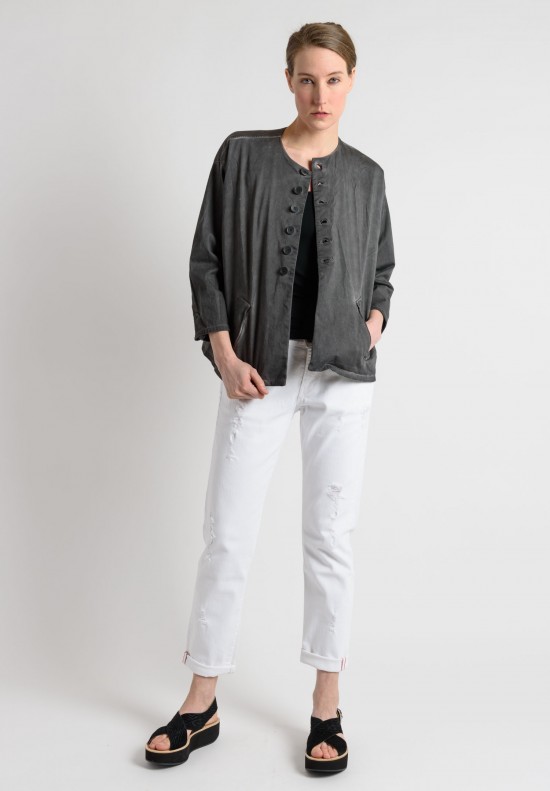 Umitunal Cotton Button-Down Jacket in Charcoal	