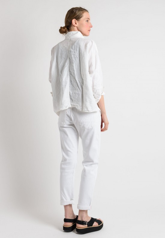Umitunal Linen Placket Shirt in White	