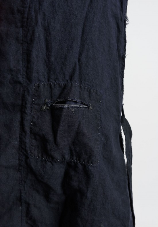 Umitunal Linen Belted Jacket in Dark Navy	