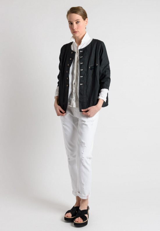 Umitunal Linen Short Jacket in Black	