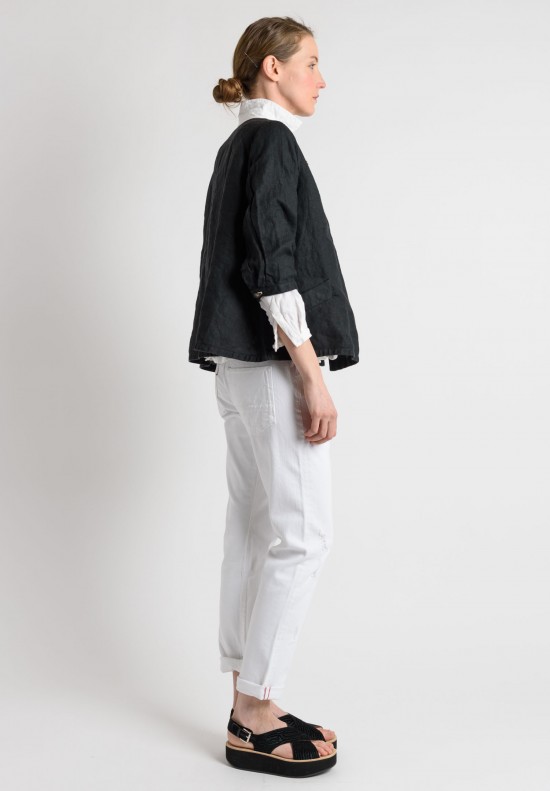Umitunal Linen Short Jacket in Black	
