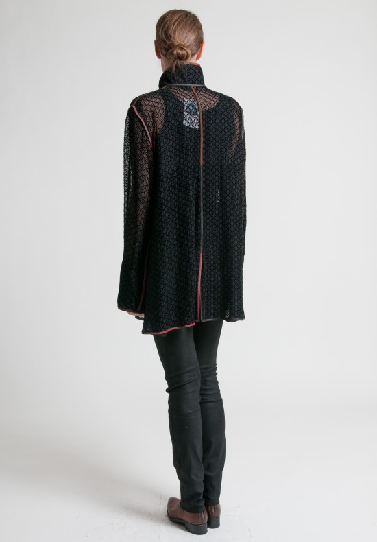 Sophie Hong Sheer Velvet Textured Top in Black	
