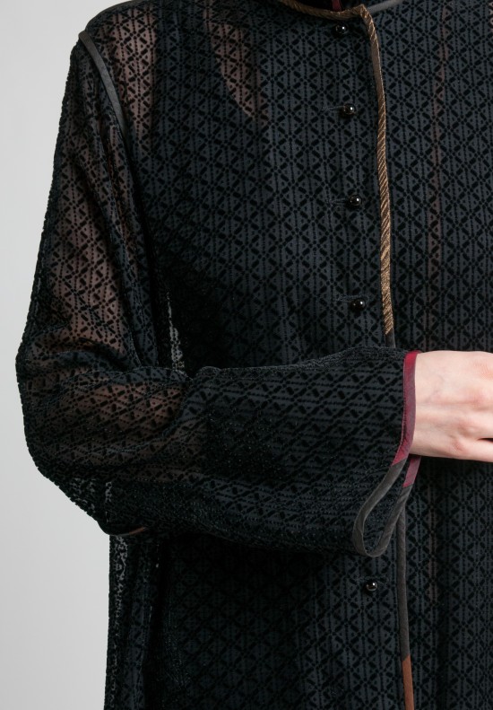 Sophie Hong Sheer Velvet Textured Top in Black	