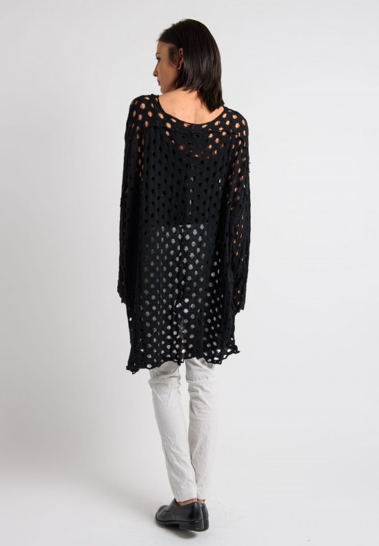 Rundholz Cashmere Long Sleeve Perforated Tunic in Black | Santa Fe Dry ...
