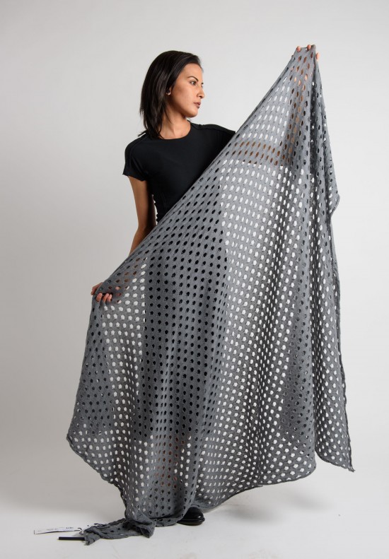 Rundholz Cashmere Perforated Scarf in Grey
