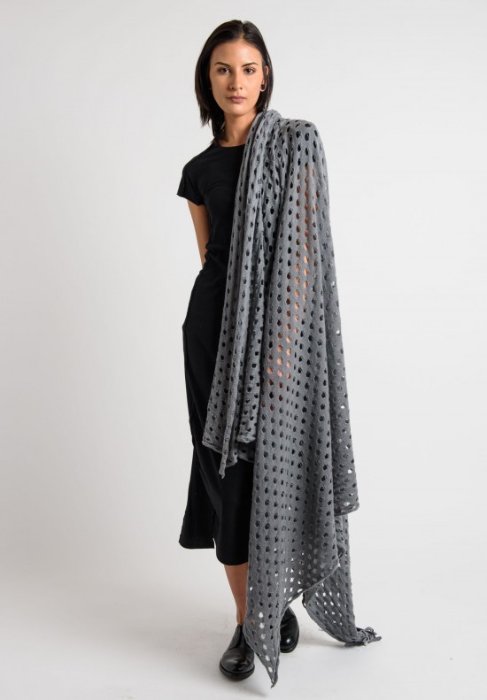 Rundholz Cashmere Perforated Scarf in Grey