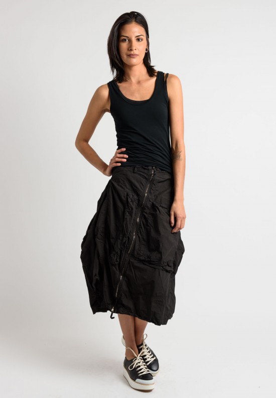 Rundholz Dip Cotton Pocket Tulip Skirt in Black