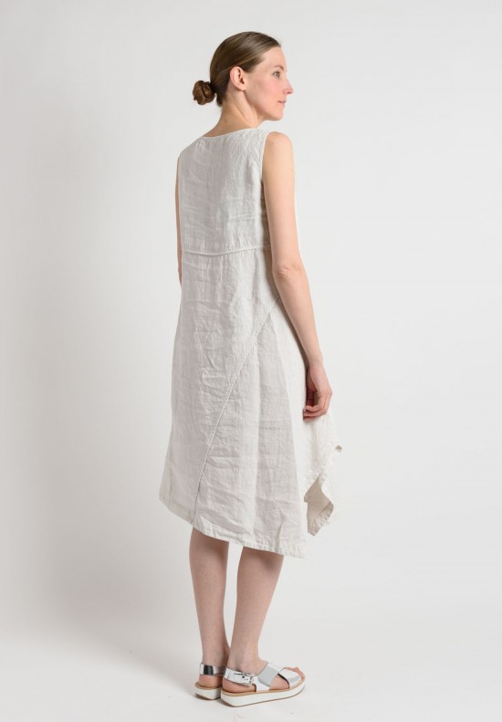 Oska Linen Asymmetrical A-Line Dress in Off White	