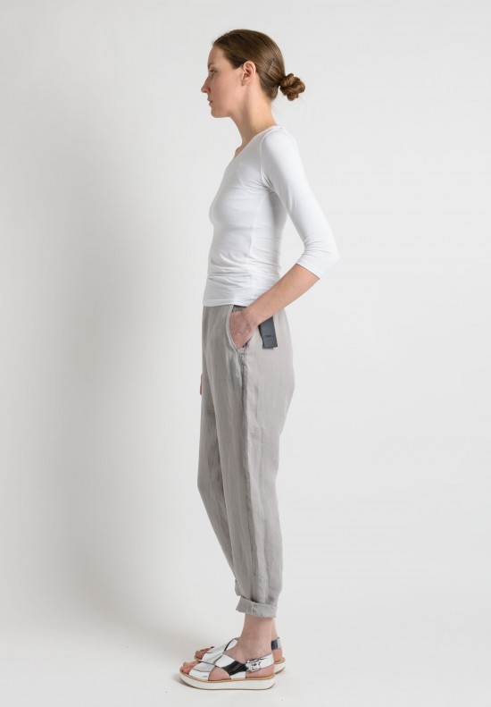 Oska Linen Tapered Pants in Grey