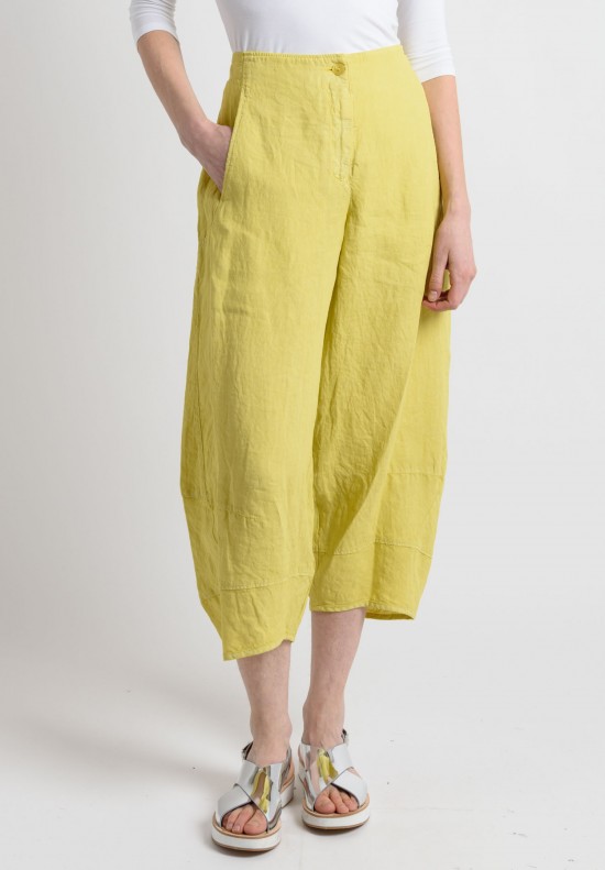 Oska Linen Cropped Wide Leg Pants in Yellow	