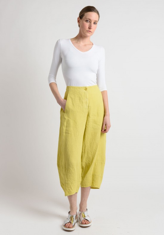 Oska Linen Cropped Wide Leg Pants in Yellow	