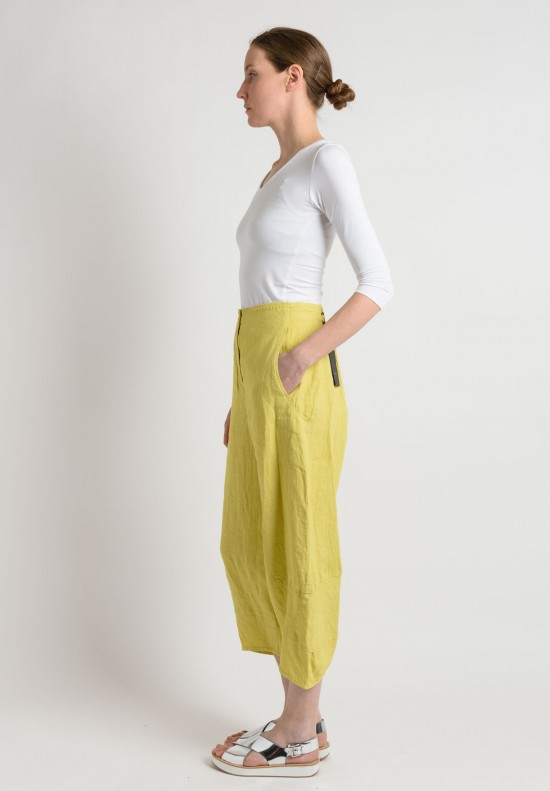 Oska Linen Cropped Wide Leg Pants in Yellow	