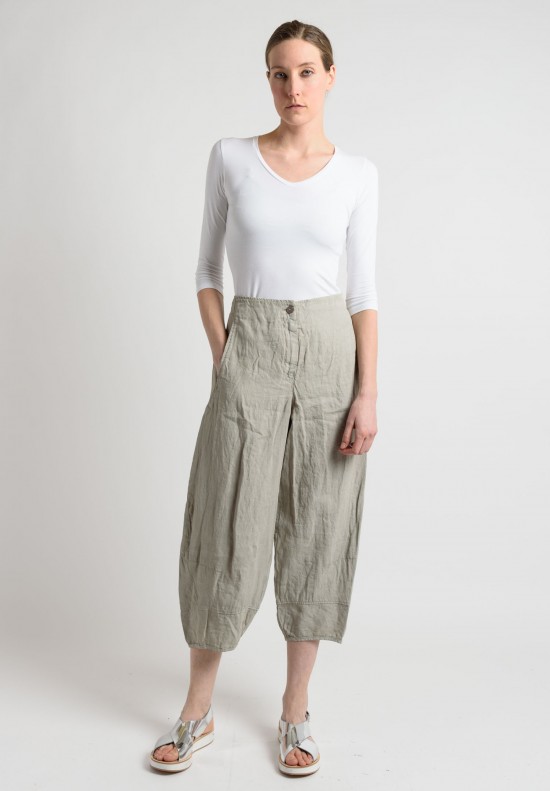 Oska Linen Cropped Wide Leg Pants in Beige	