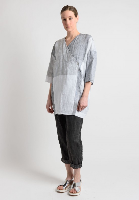 Oska Linen 3/4 Sleeve Jacket in Dark Grey	