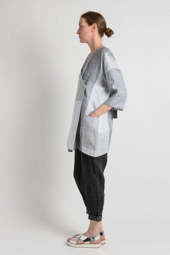 Oska Linen 3/4 Sleeve Jacket in Dark Grey	