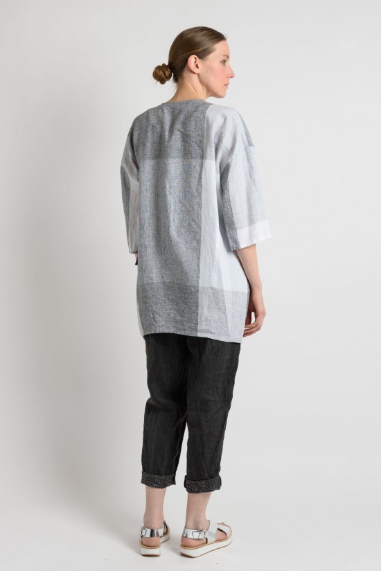 Oska Linen 3/4 Sleeve Jacket in Dark Grey	