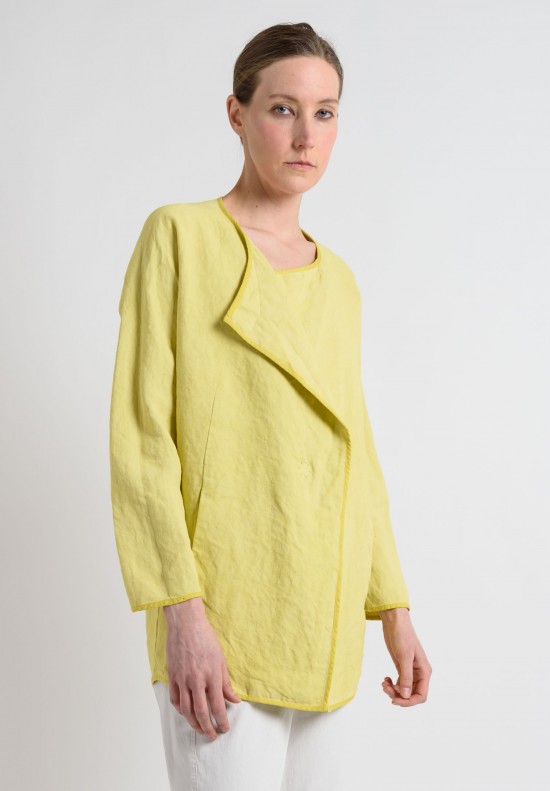 Oska Linen Asymmetrical Jacket in Yellow | Santa Fe Dry Goods