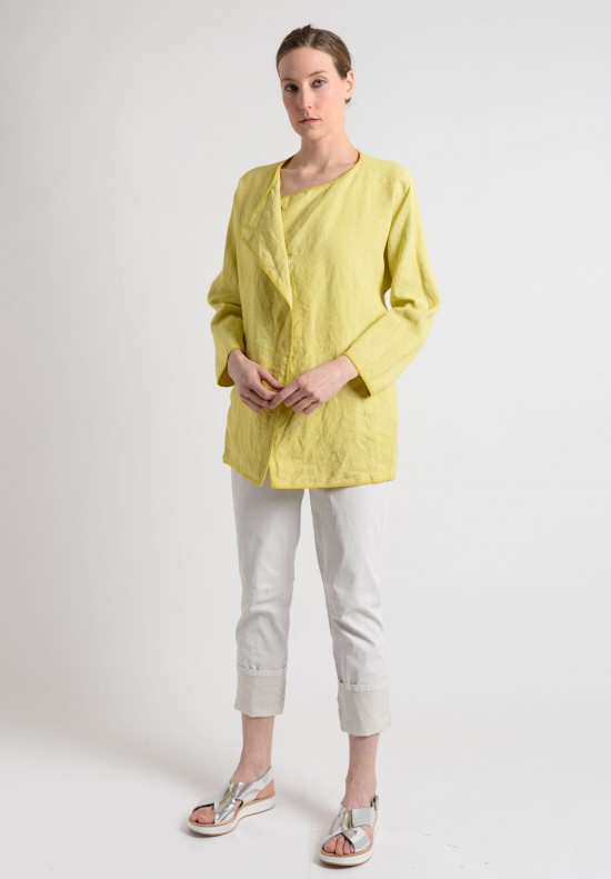 Oska Linen Asymmetrical Jacket in Yellow | Santa Fe Dry Goods