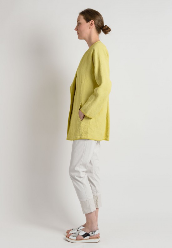 Oska Linen Asymmetrical Jacket in Yellow | Santa Fe Dry Goods