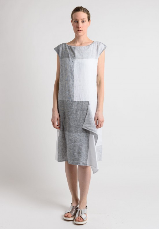 Oska Linen Sleeveless Dress in Dark Grey	