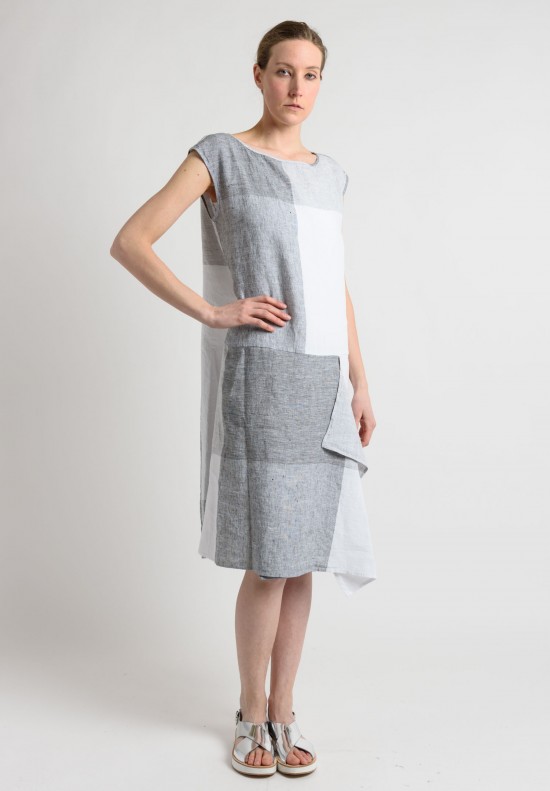 Oska Linen Sleeveless Dress in Dark Grey	