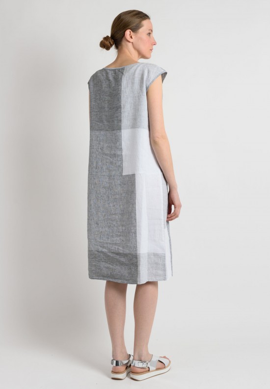 Oska Linen Sleeveless Dress in Dark Grey	