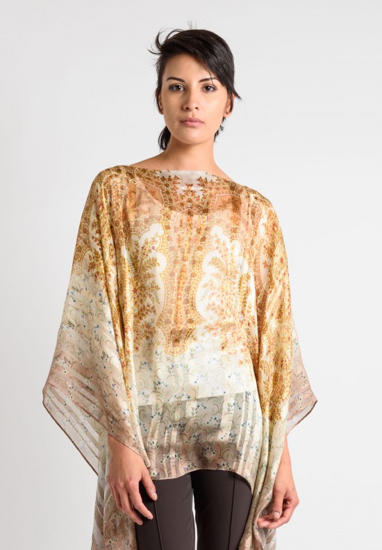 Etro Runway Silk Floral Poncho in Gold | Santa Fe Dry Goods Trippen ...