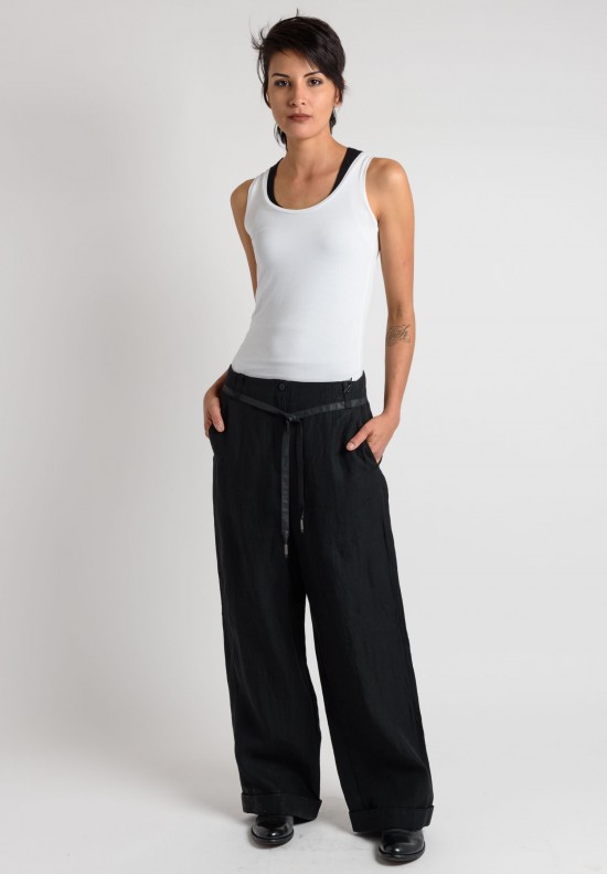 Annette Görtz Linen Cuffed Wide Leg Pants in Black | Santa Fe Dry Goods ...