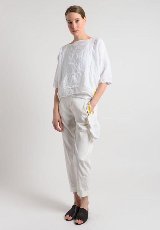 Daniela Gregis Linen Waist Length Top in White	