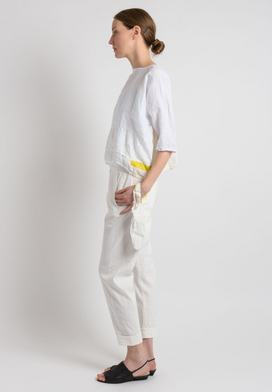 Daniela Gregis Linen Waist Length Top in White	