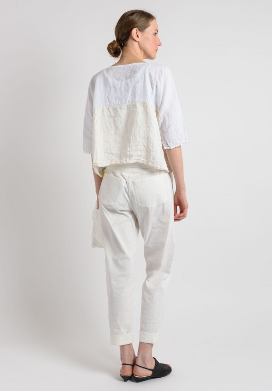 Daniela Gregis Linen Waist Length Top in White	