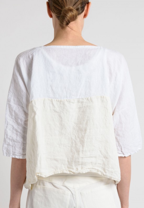 Daniela Gregis Linen Waist Length Top in White	