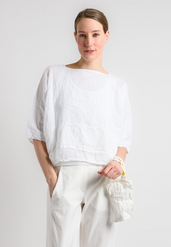 Daniela Gregis Linen Waist Length Top in White | Santa Fe Dry Goods ...