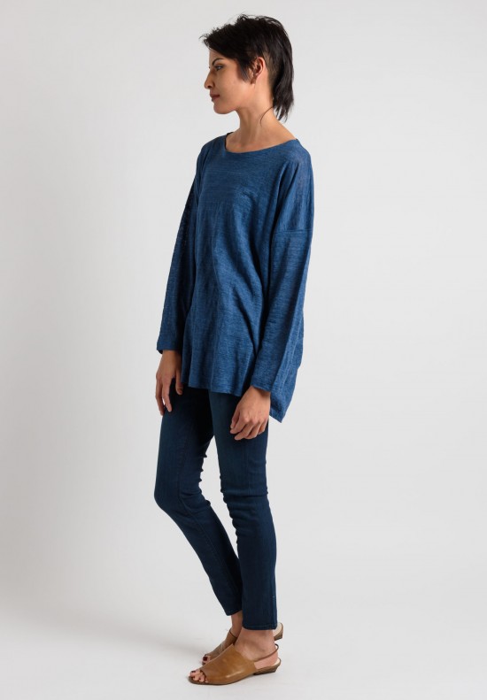 Eskandar Linen Long Sleeve T-Shirt in Blue | Santa Fe Dry Goods ...