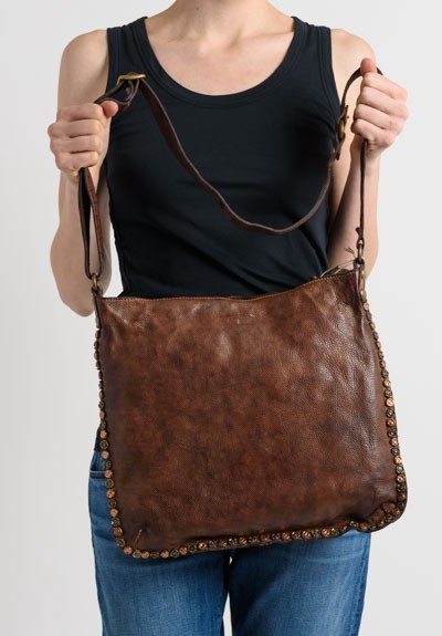 Campomaggi Studded Cross-Body Bag in Dark Brown	