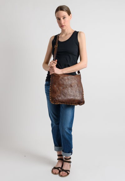 Campomaggi Studded Cross-Body Bag in Dark Brown	