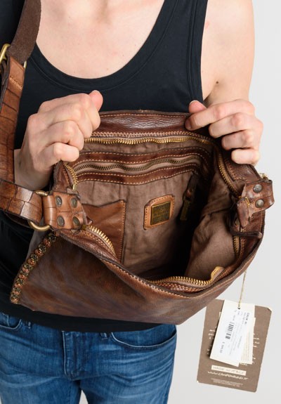 Campomaggi Studded Cross-Body Bag in Dark Brown	