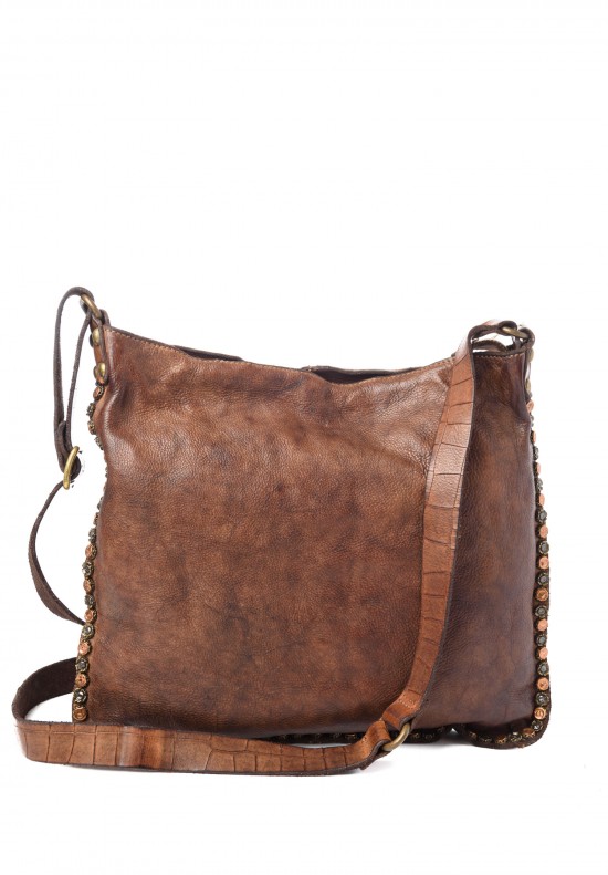 Campomaggi Studded Cross-Body Bag in Dark Brown	