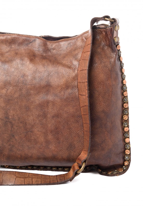 Campomaggi Studded Cross-Body Bag in Dark Brown	