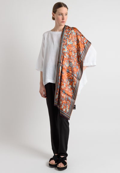 Pineda Covalin Silk Pre-Hispanic Print Long Scarf in Rust	