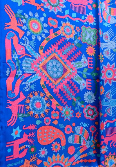 Pineda Covalin Silk Huichol Spirit Scarf in Blue | Santa Fe Dry Goods ...