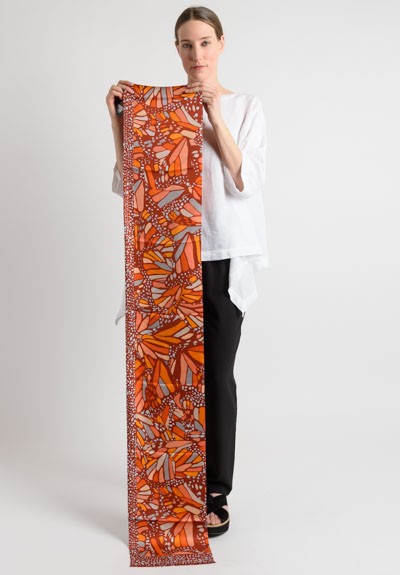 Pineda Covalin Silk Monarch Vitral Long Scarf in Orange	