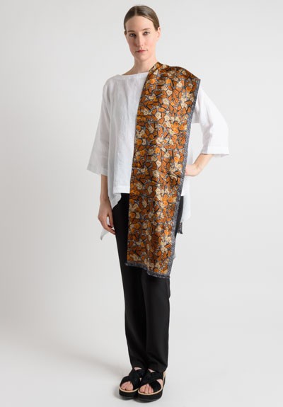 Pineda Covalin Silk Monarch Butterfly Long Scarf in Brown	