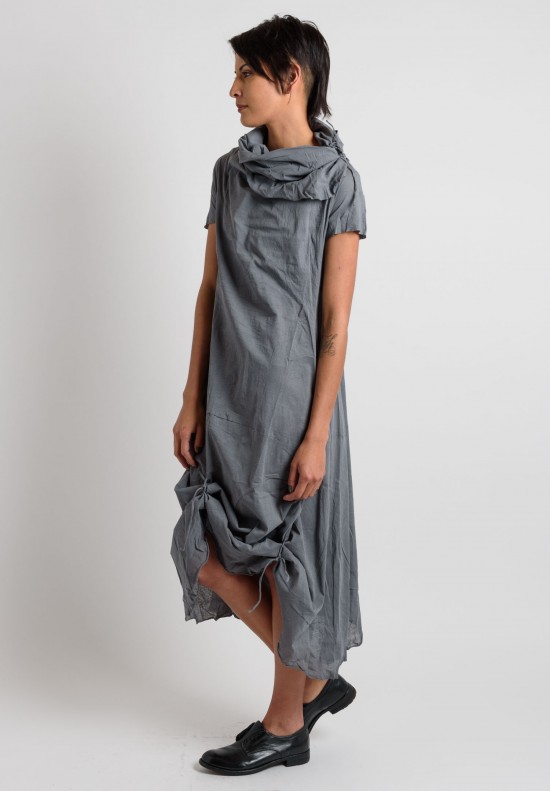 Rundholz Cotton Cowl Neck Dress in Grey	